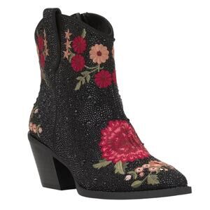 INC Women's Jersey Embellished Cowboy Booties Black Size 5 1/2
